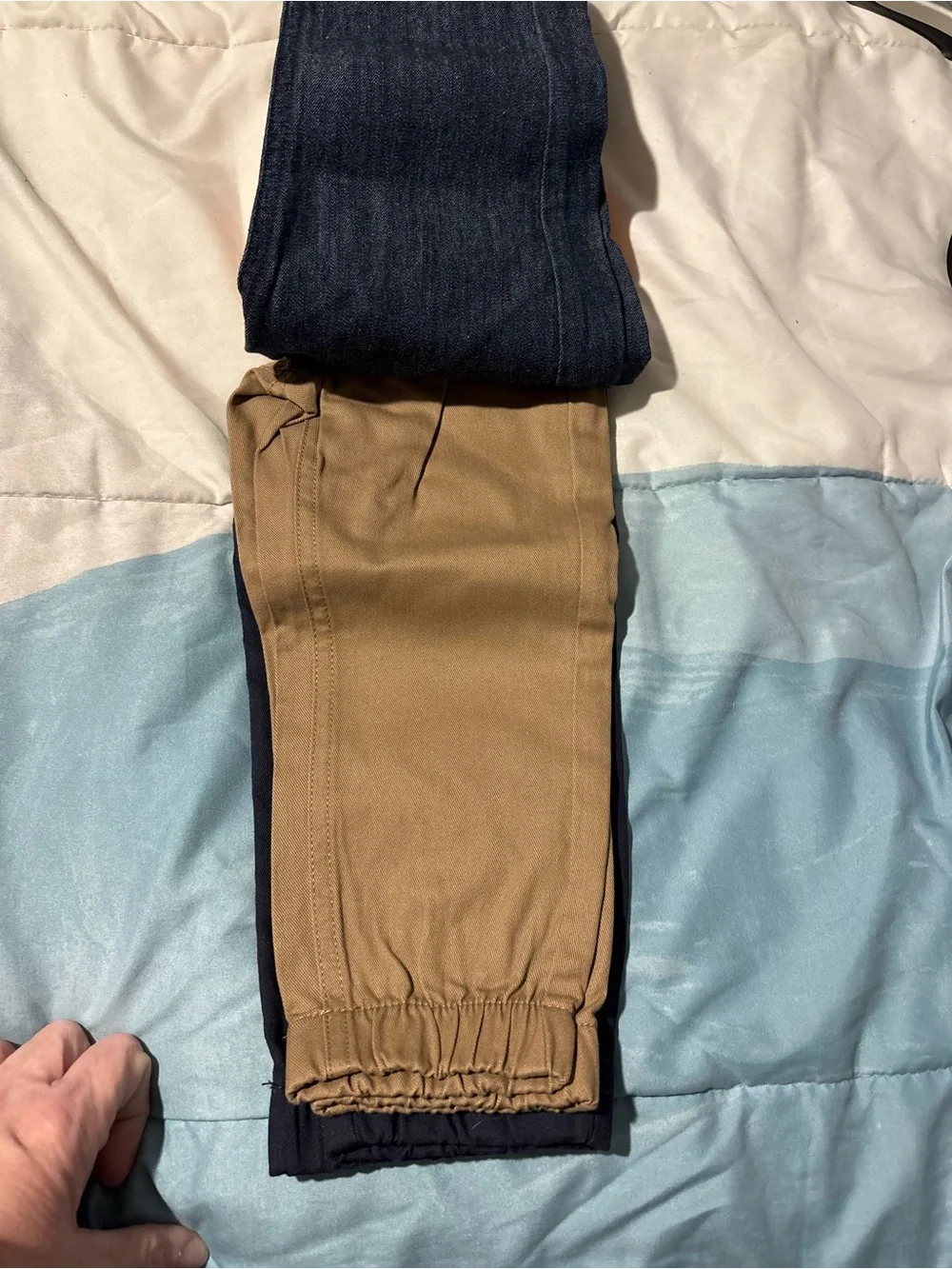 Pekkle Kids Elastic-Waist Jogger Pants in Navy, Tan & Black size 2T